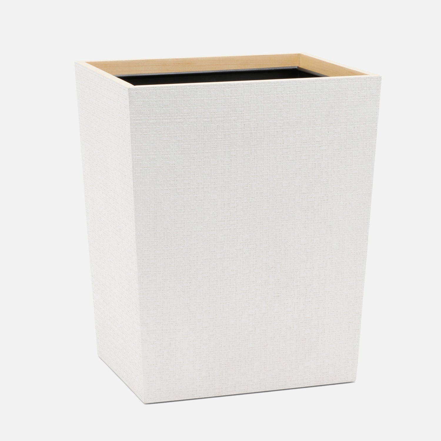Rosewell, Shiny White, Wastebasket, Rectangular Tapered, Realistic Faux Rattan