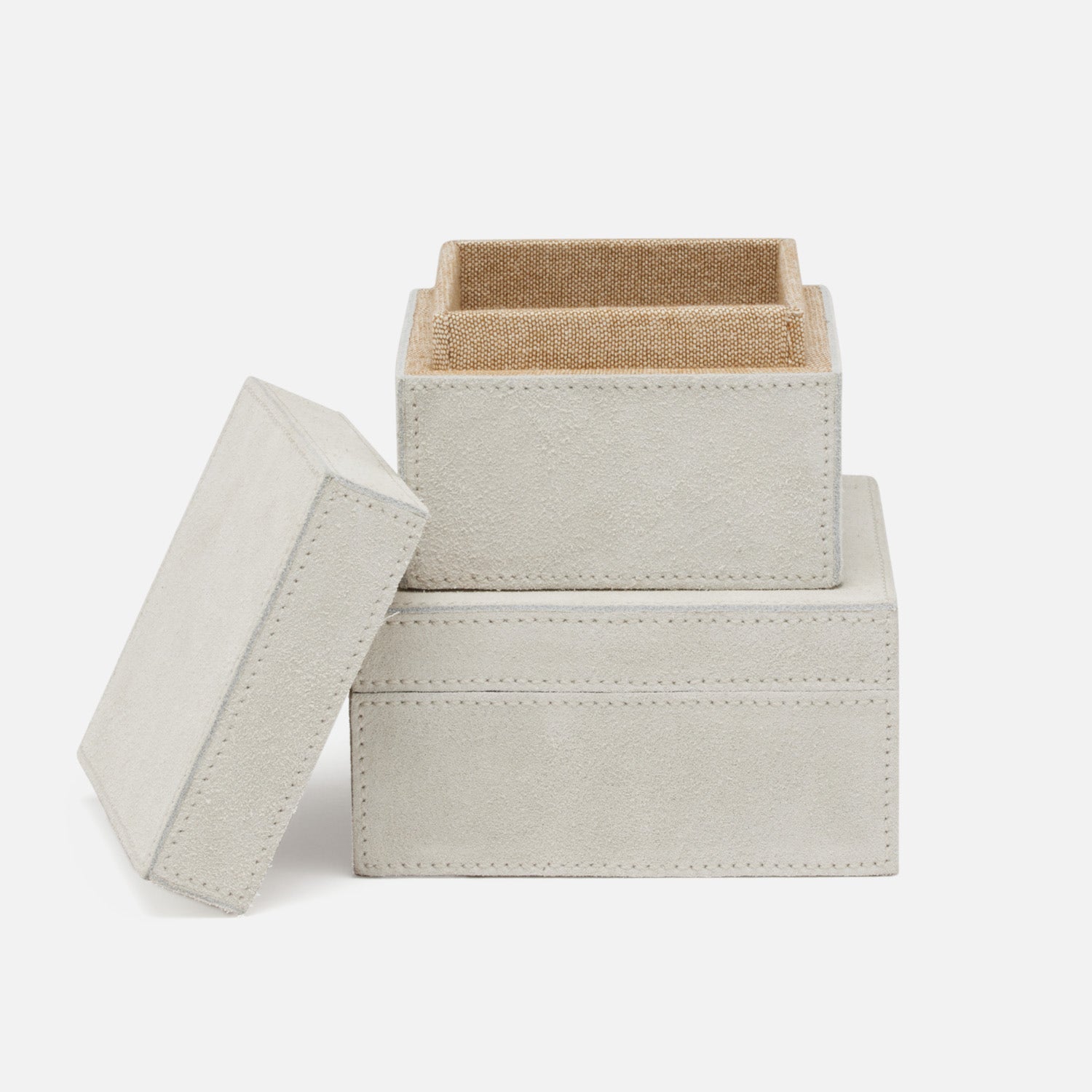 Segovia, Light Gray, Square Boxes, Suede, S/2
