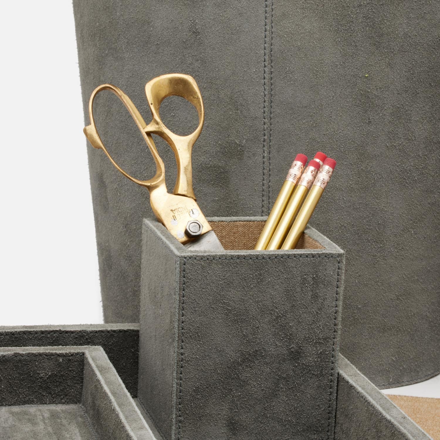 Segovia, Dark Gray, Letter Tray Set: Letter Tray, Envelope Holder, Pencil Tray And Pencil Holder, Su
