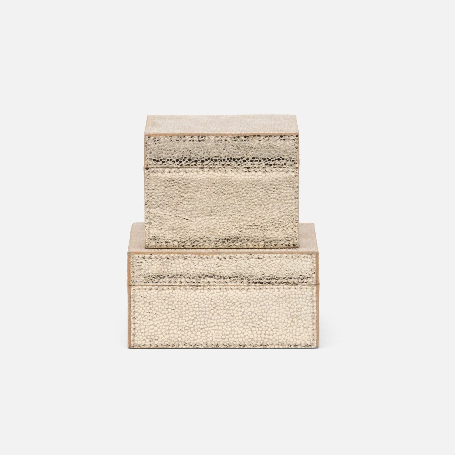 Viana, Gold Foil, S/2 Square Boxes, Full-Grain Leather