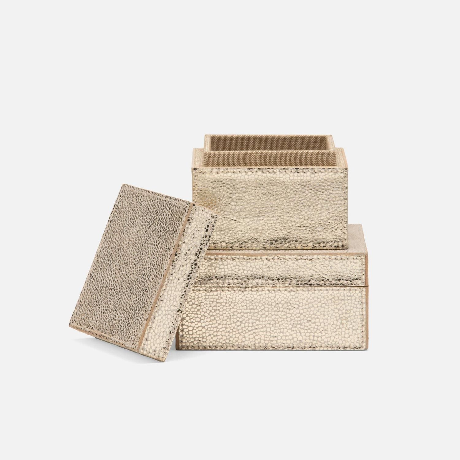 Viana, Gold Foil, Set: Letter Tray, Envelope Holder, Pencil Tray And Pencil Holder, Full-Grai