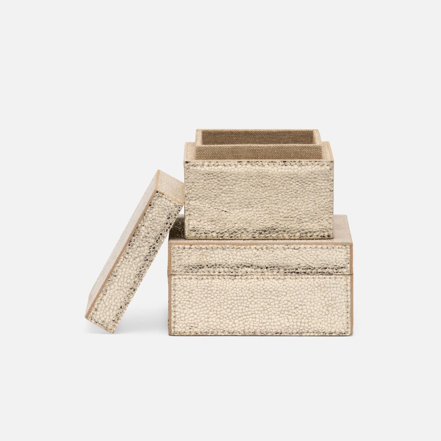 Viana, Gold Foil, Set: Letter Tray, Envelope Holder, Pencil Tray And Pencil Holder, Full-Grai