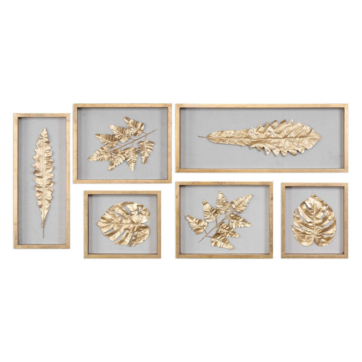 Golden Leaves Shadow Box Set of 6-Uttermost-UTTM-04074-Wall Art-1-France and Son