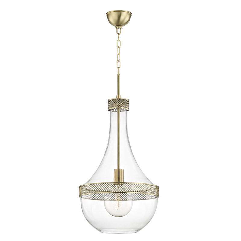 Hagen 1 Light Large Pendant-Hudson Valley-HVL-1814-AGB-PendantsAged Brass-1-France and Son