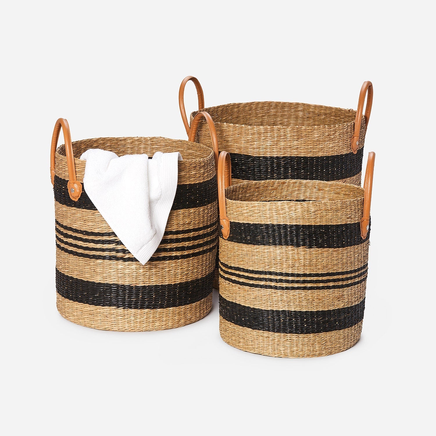 Hudson, Black/Natural, Baskets, Seagrass, S/3