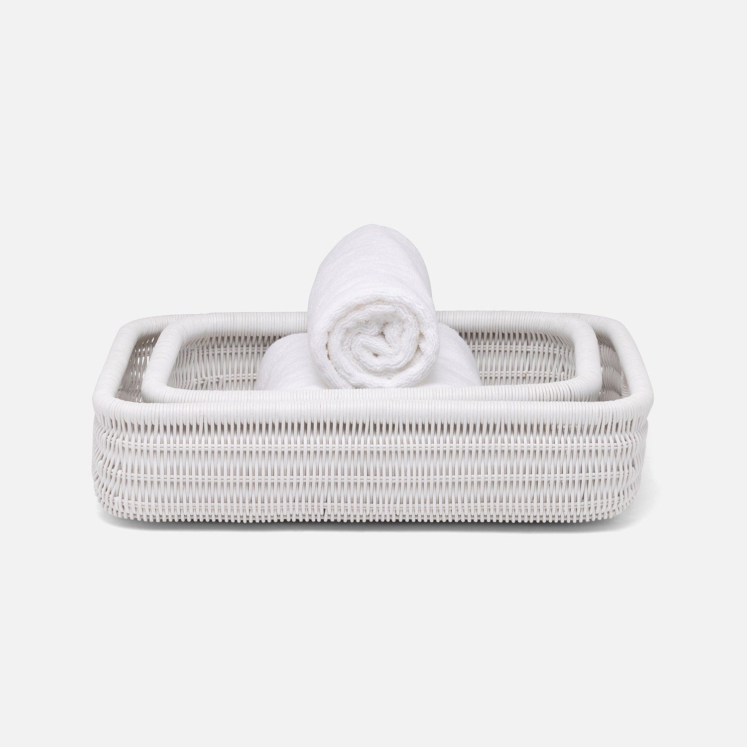 Lorain, White, Storage Baskets, Rattan, S/2
