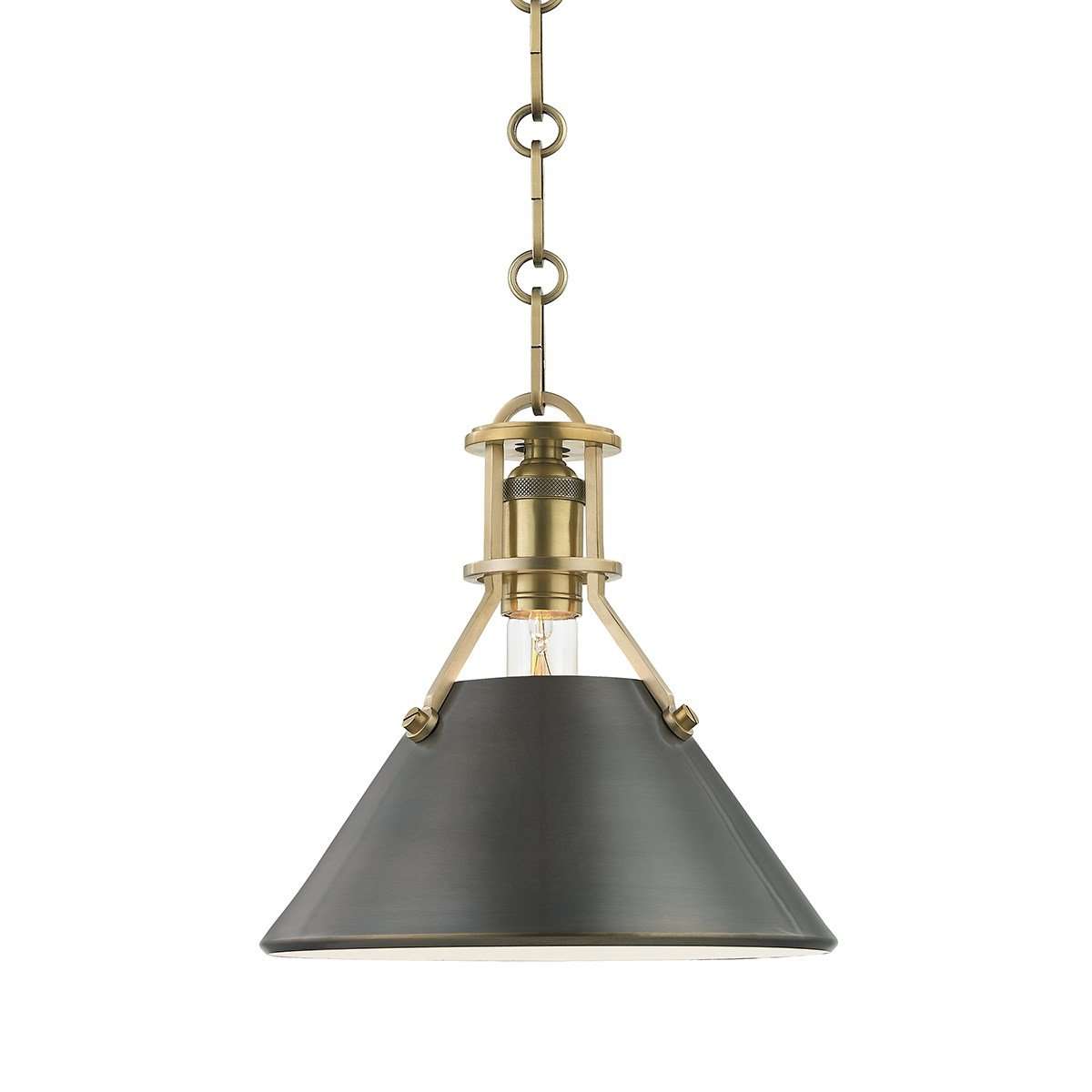 Metal No.2 1 Light Small Pendant-Hudson Valley-HVL-MDS951-ADB-PendantsBlack-1-France and Son