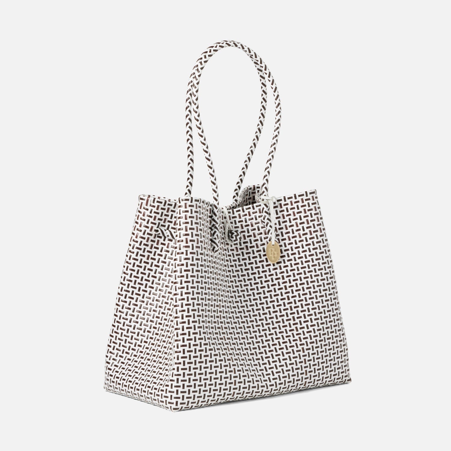 Izmir, Brown/White, Shopper Bag, Recycled Plastic