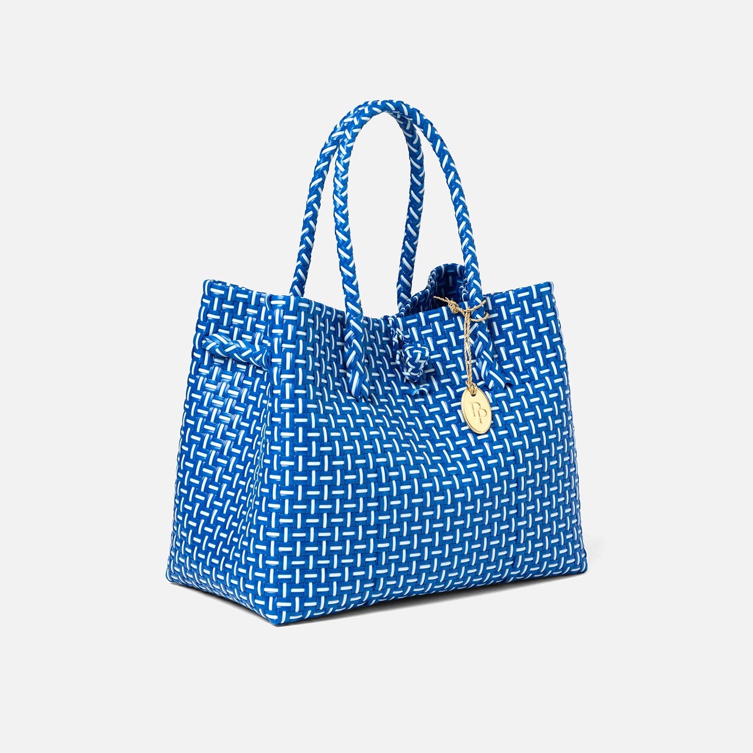 Izmir, Cobalt Blue/White, Shopper Bag, Small, Recycled Plastic