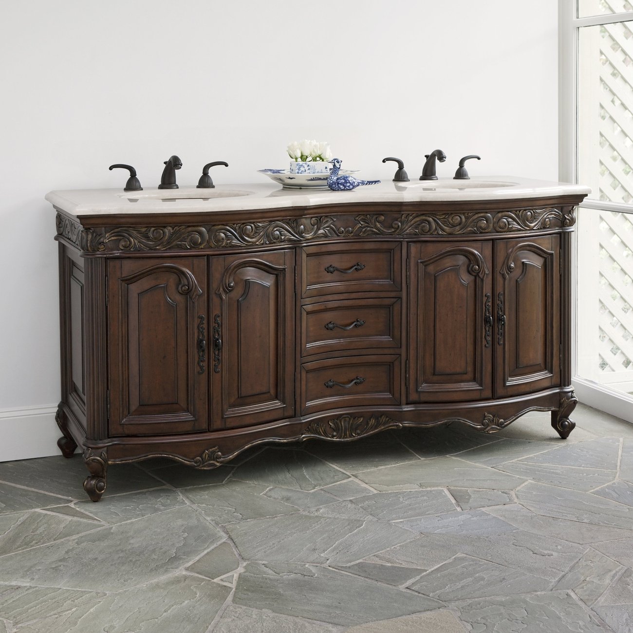 Provincial Sink Chest - Dark-Ambella-AMBELLA-06227-110-126-Bathroom VanityPetite-3-France and Son