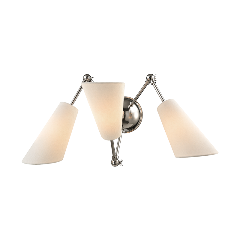 Buckingham 3 Light Wall Sconce-Hudson Valley-HVL-5300-PN-Wall LightingPolished Nickel-3-France and Son