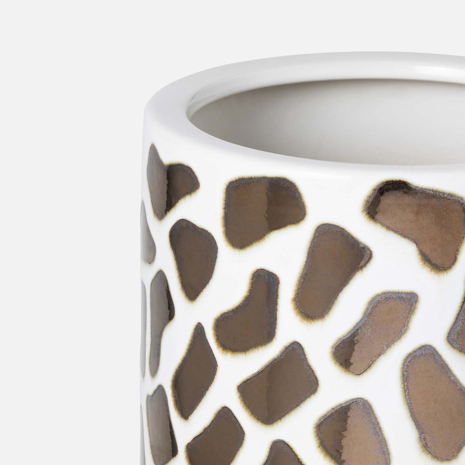 Yuba, White/Burnt Gold, Giraffe Umbrella Stand, Large, Ceramic