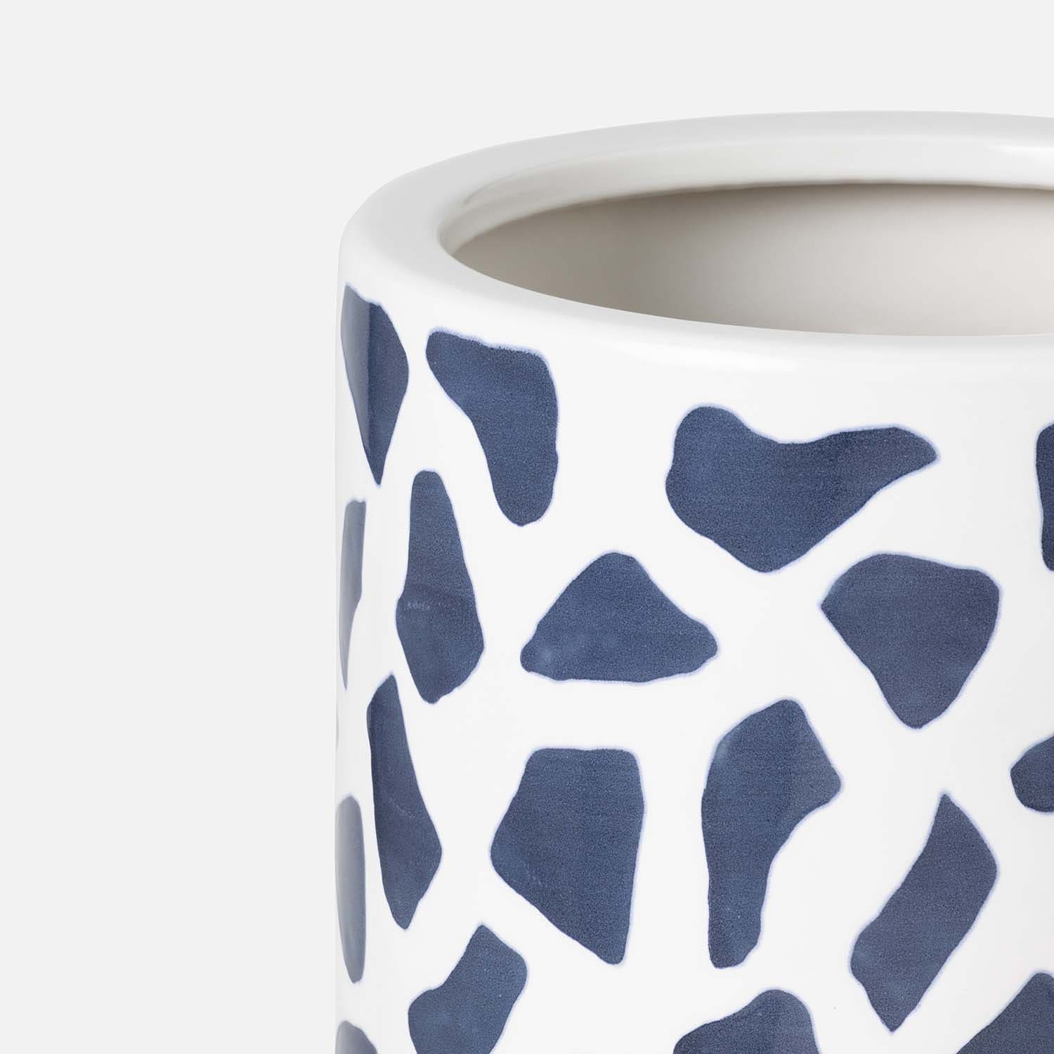 Yuba, White/Navy, Giraffe Umbrella Stand, Large, Ceramic