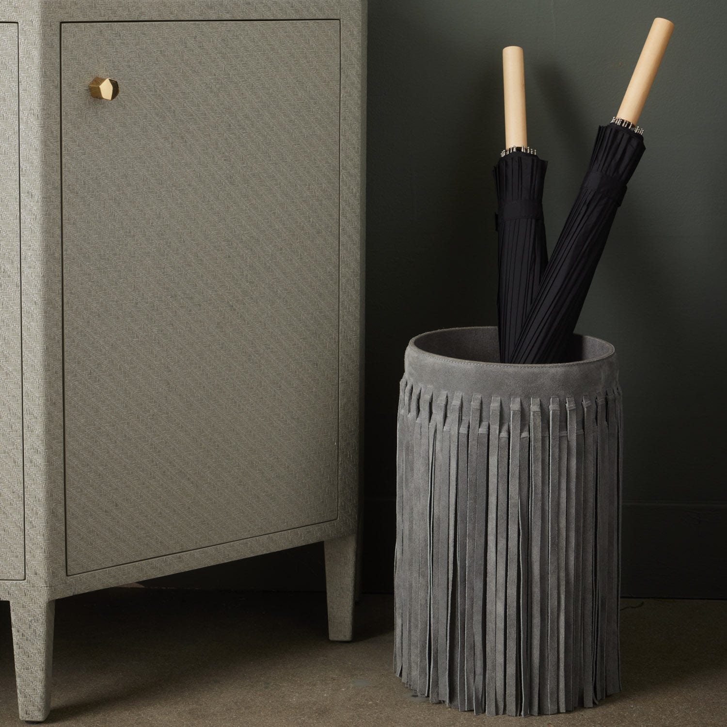 Catano, Slate, Umbrella Stand, Suede