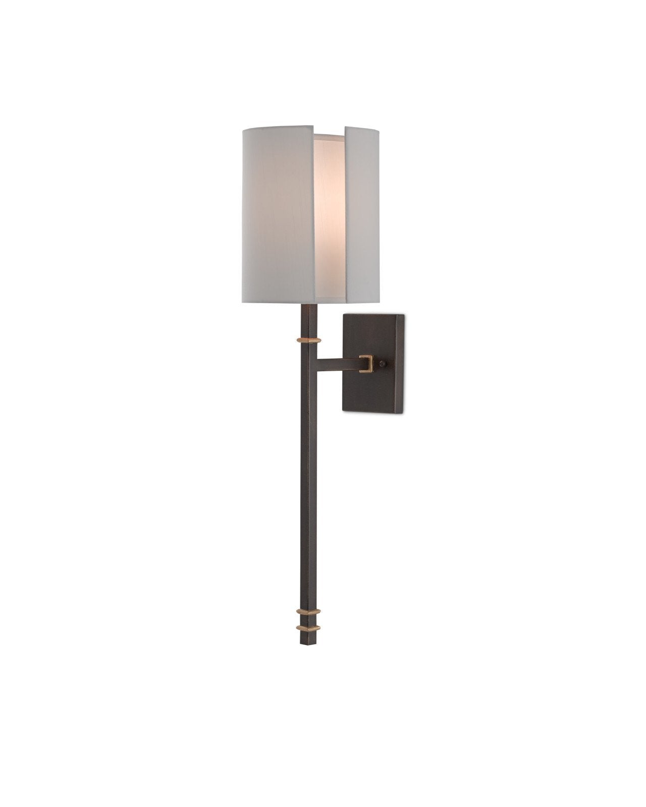 Rocher Bronze Wall Sconce, White Shade