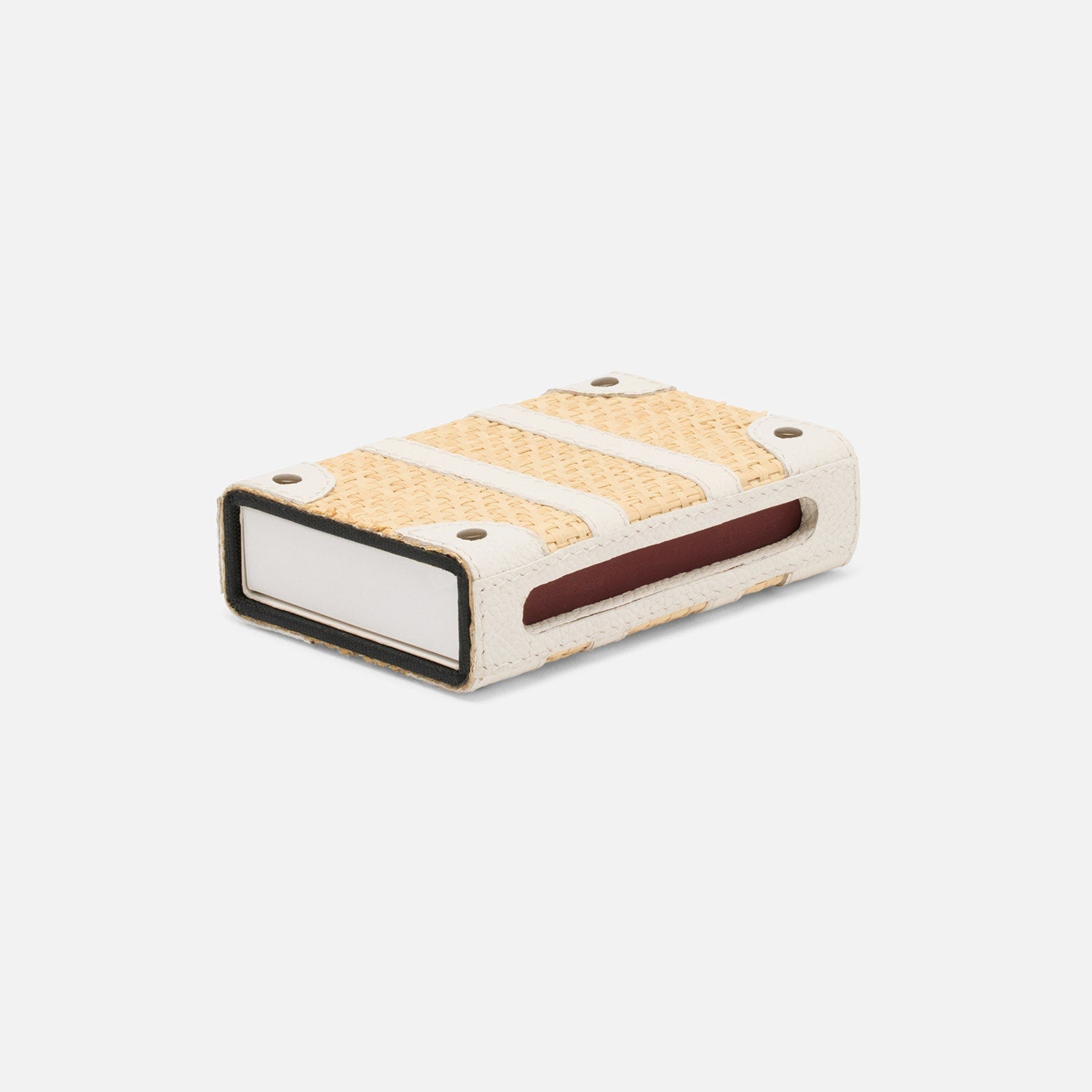 Hanford, Natural/White, Match Box And Sleeve, Standard, Raffia/Leather