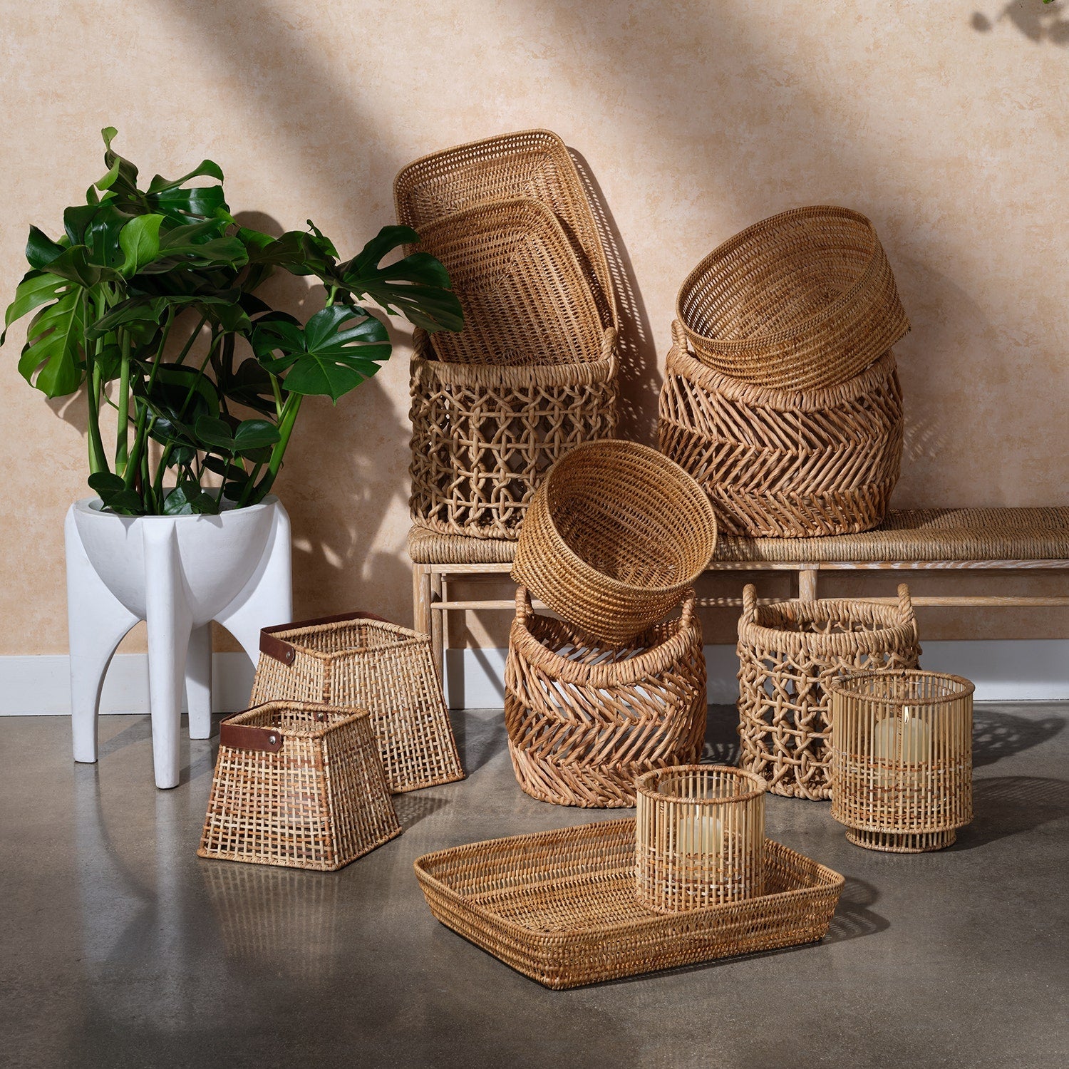 Inola, Natural, Hurricane, Small, Rattan/Bamboo, Pack/2