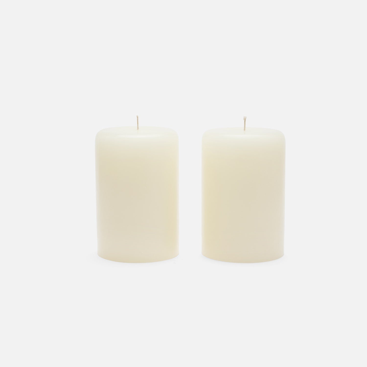 4"Dx6"H Pillar Candles, Ivory, Boxed Set Of 2