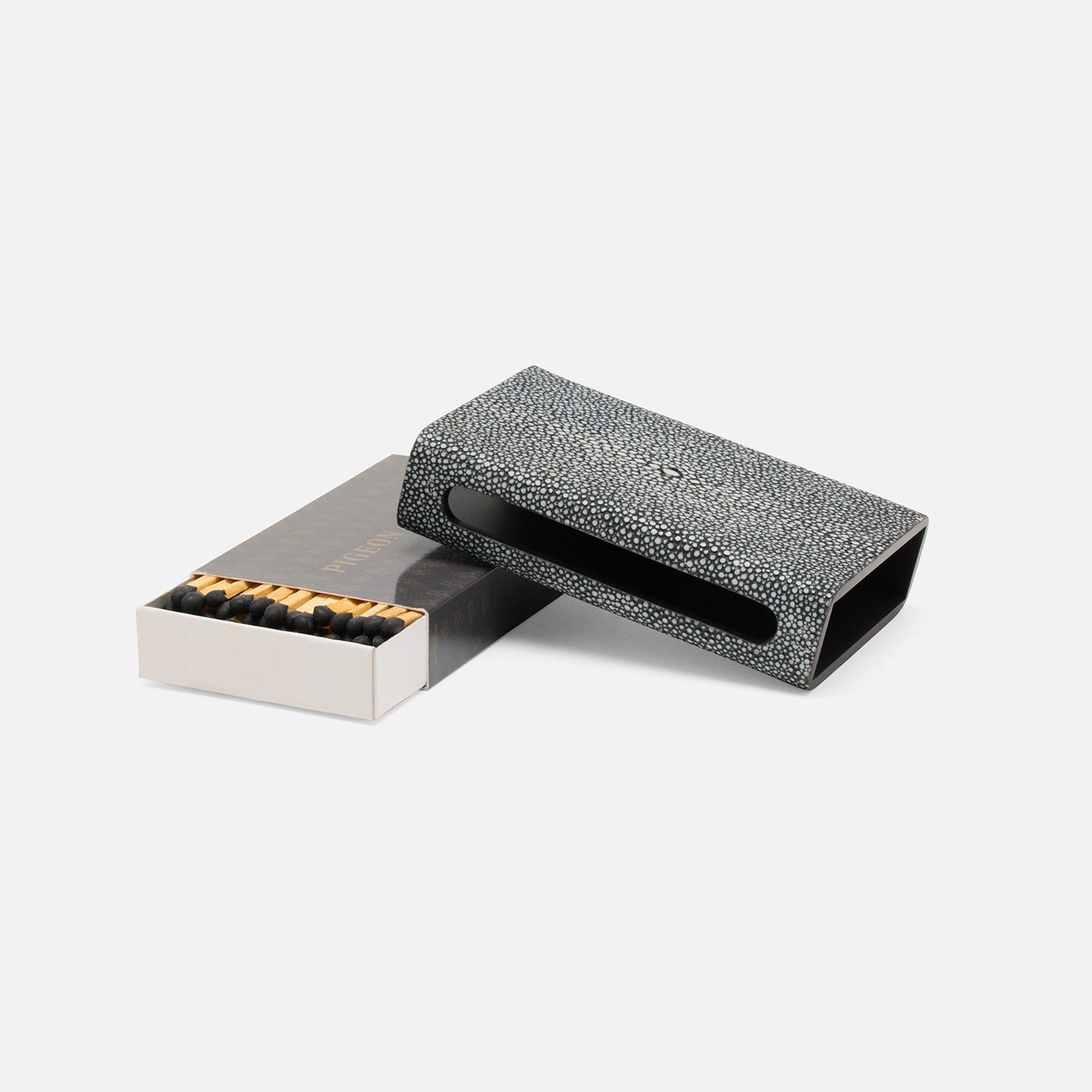 Saugus, Cool Gray, Match Box And Sleeve, Standard, Faux Shagreen