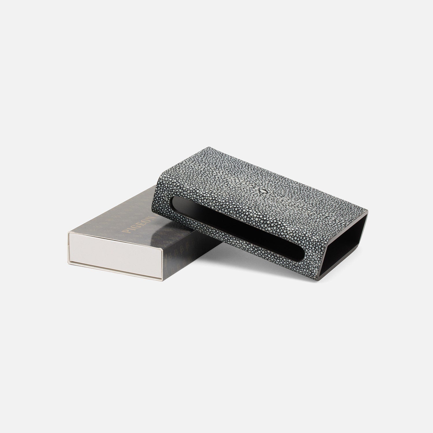 Saugus, Cool Gray, Match Box And Sleeve, Standard, Faux Shagreen