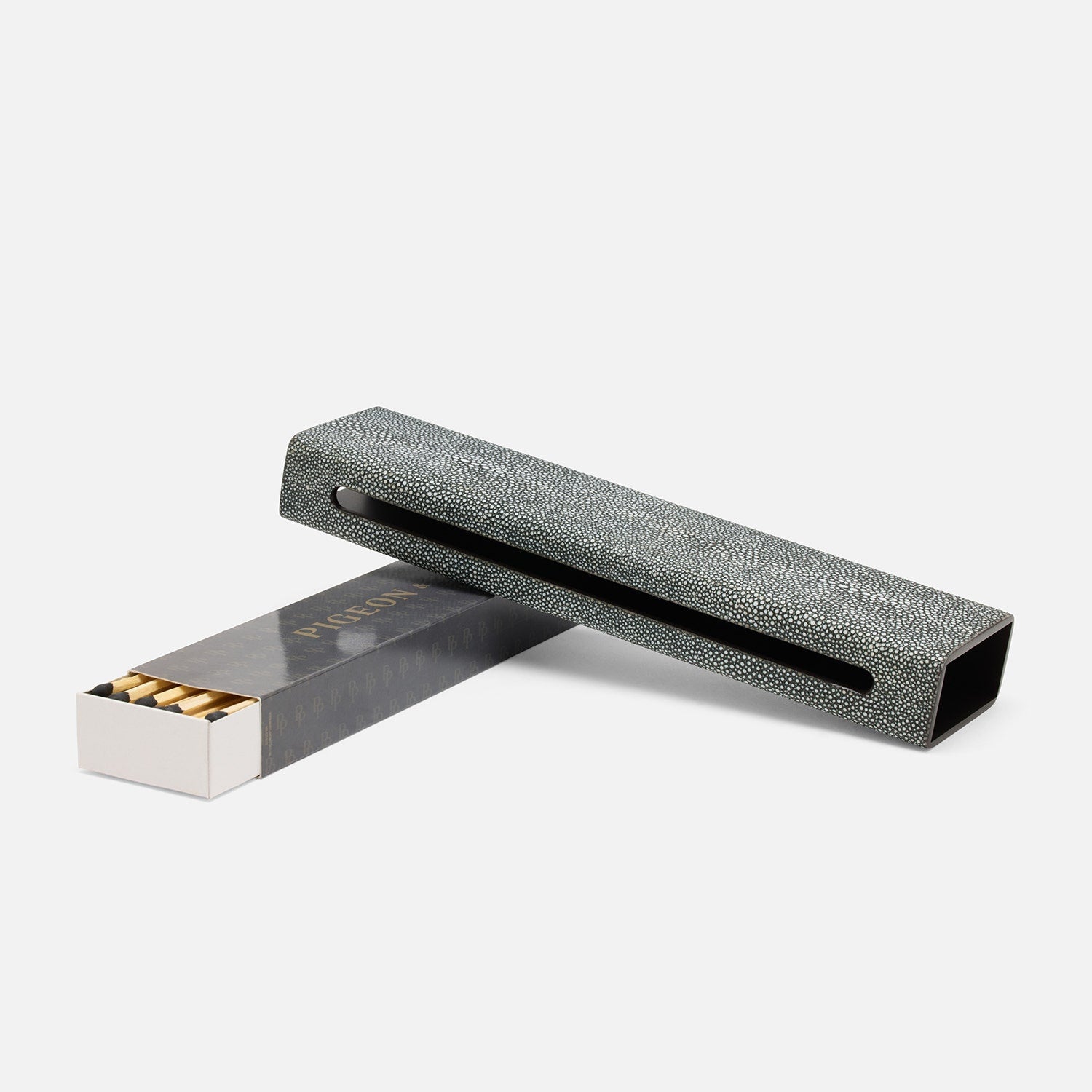 Saugus, Cool Gray, Match Box And Sleeve, Xlong, Faux Shagreen