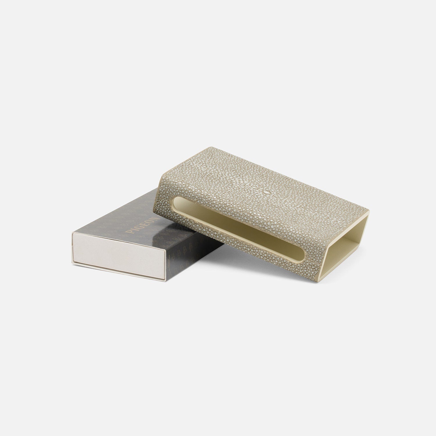 Saugus, Sand, Match Box And Sleeve, Standard, Faux Shagreen