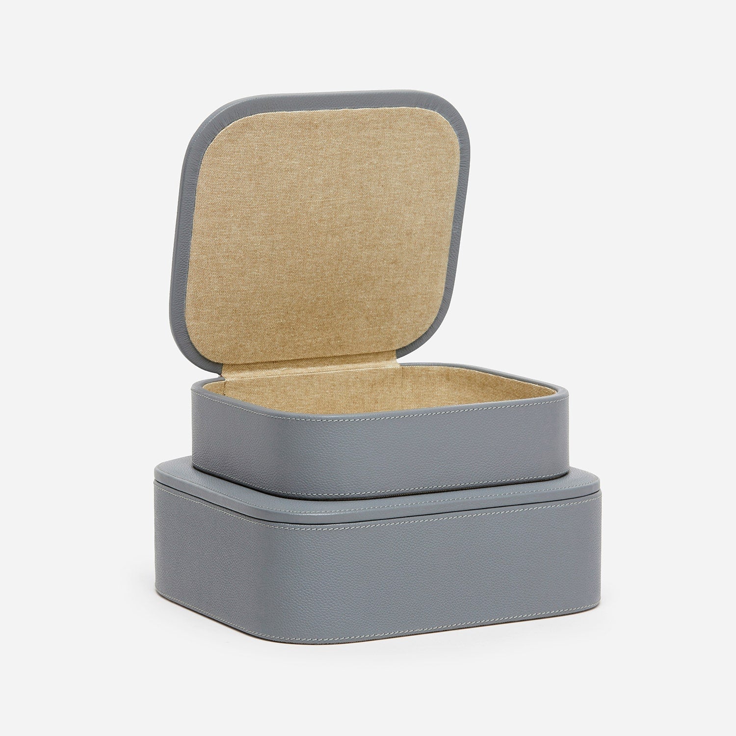 Dozza, Dark Gray, Accent Boxes, Full-Grain Leather, S/2
