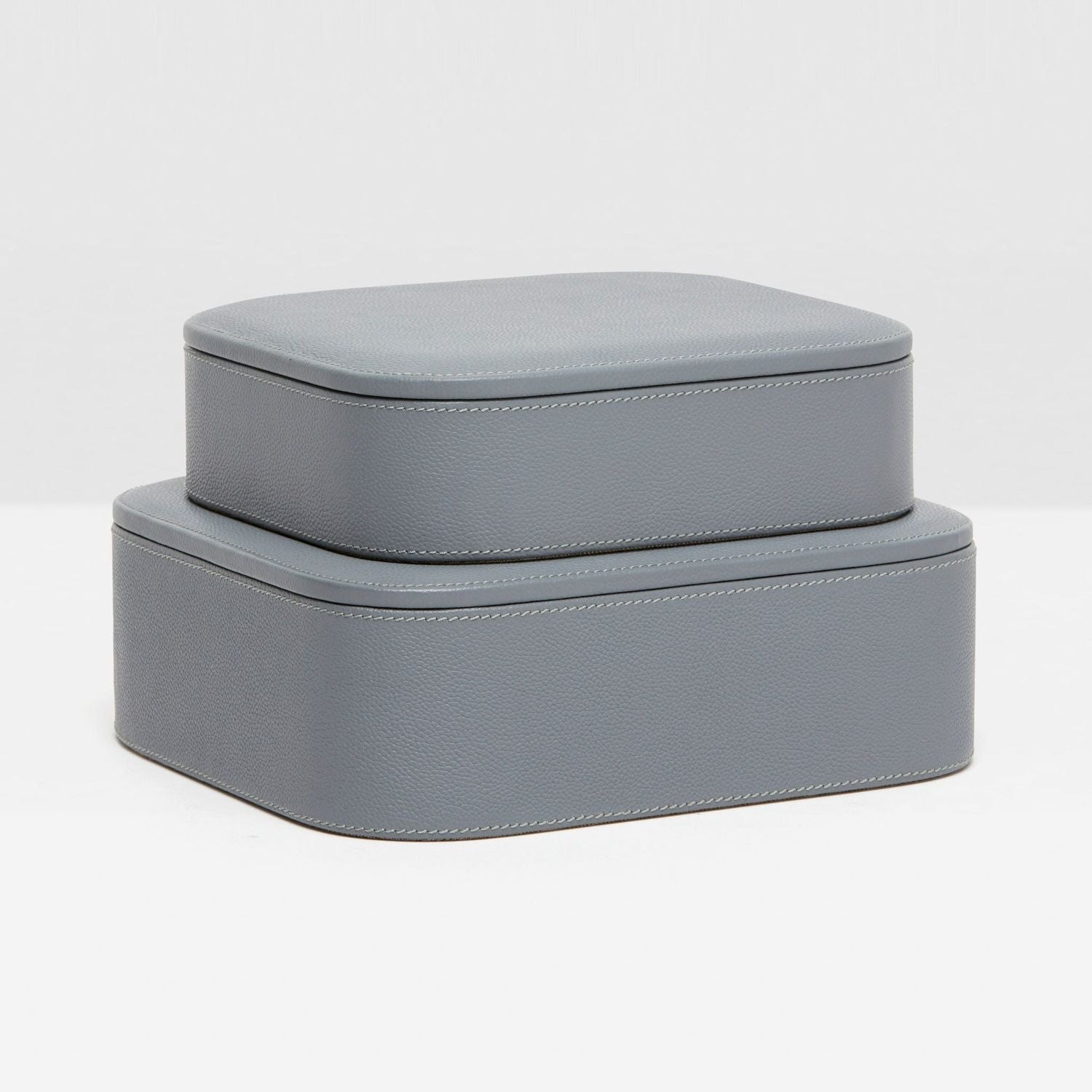 Dozza, Dark Gray, Accent Boxes, Full-Grain Leather, S/2