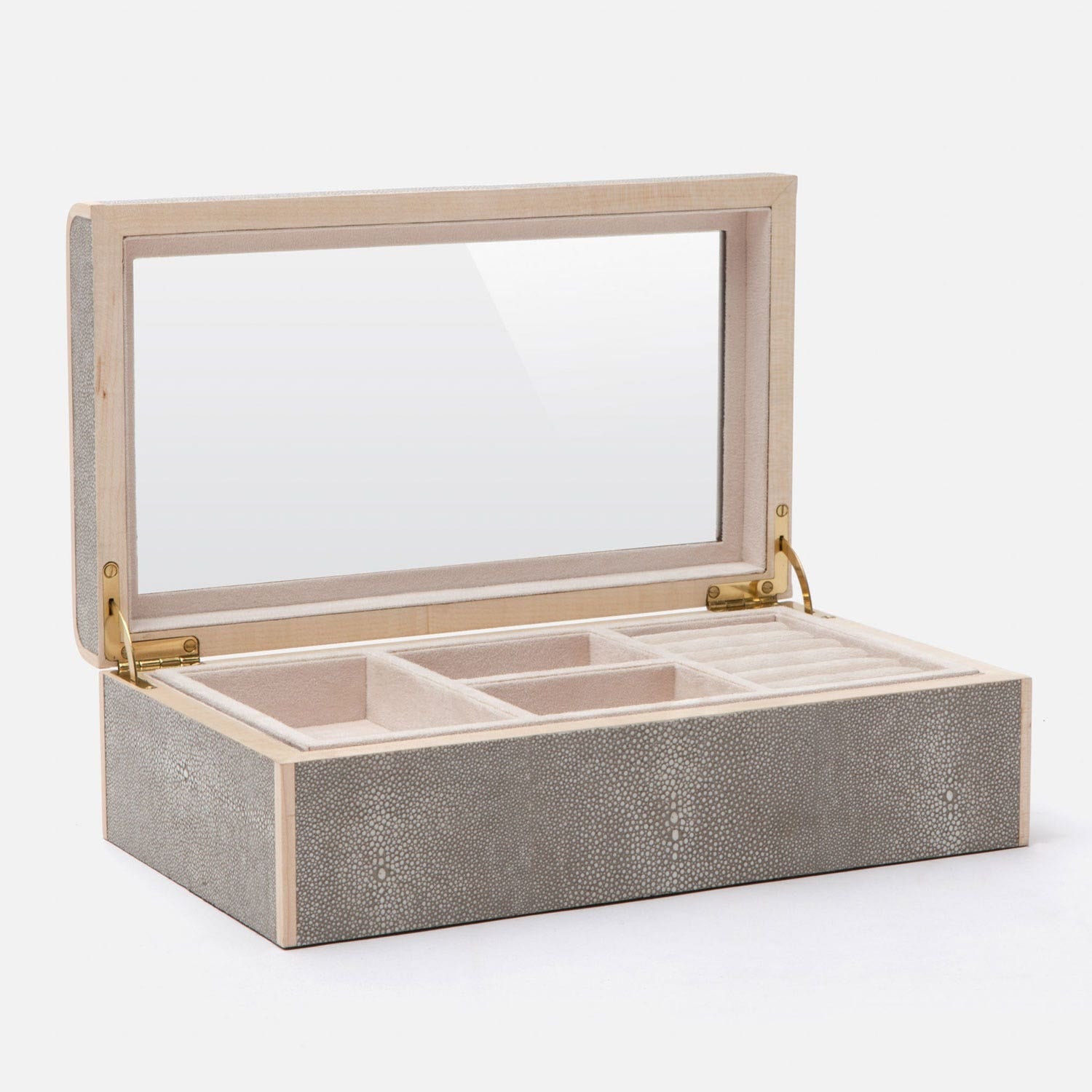 Rennes, Sand, Jewelry Box, Large, Realistic Faux Shagreen