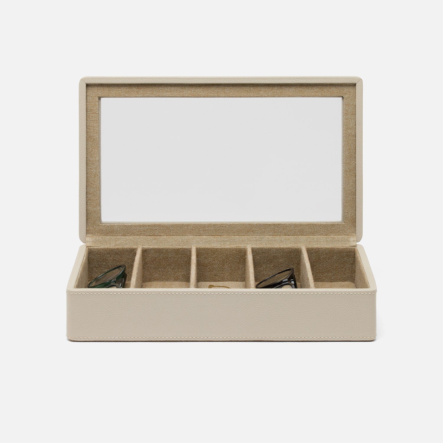 Vercelli, Light Gray, Eyewear Organizer Case, Full-Grain Leather