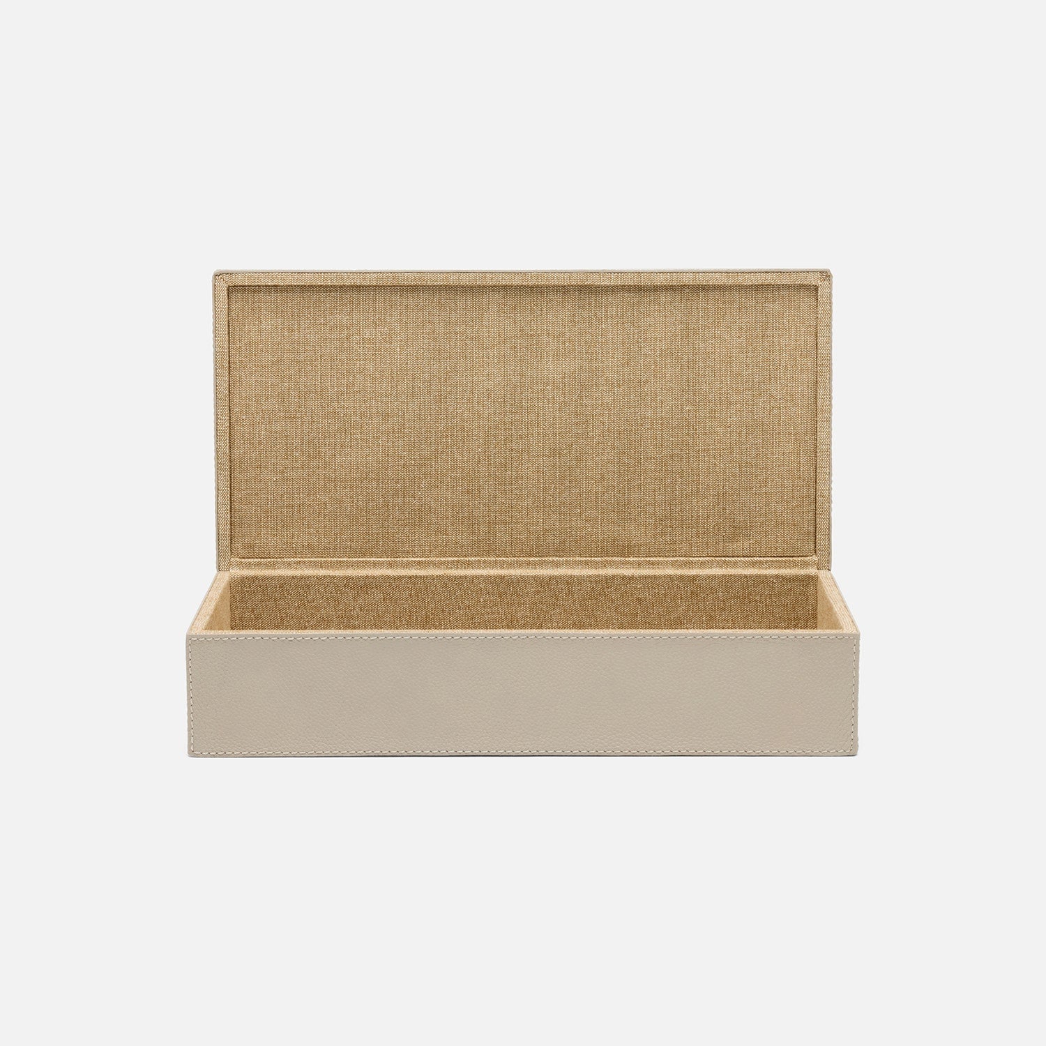 Selby, Light Gray, Accent Box, Large, Full-Grain Leather, Pack/2