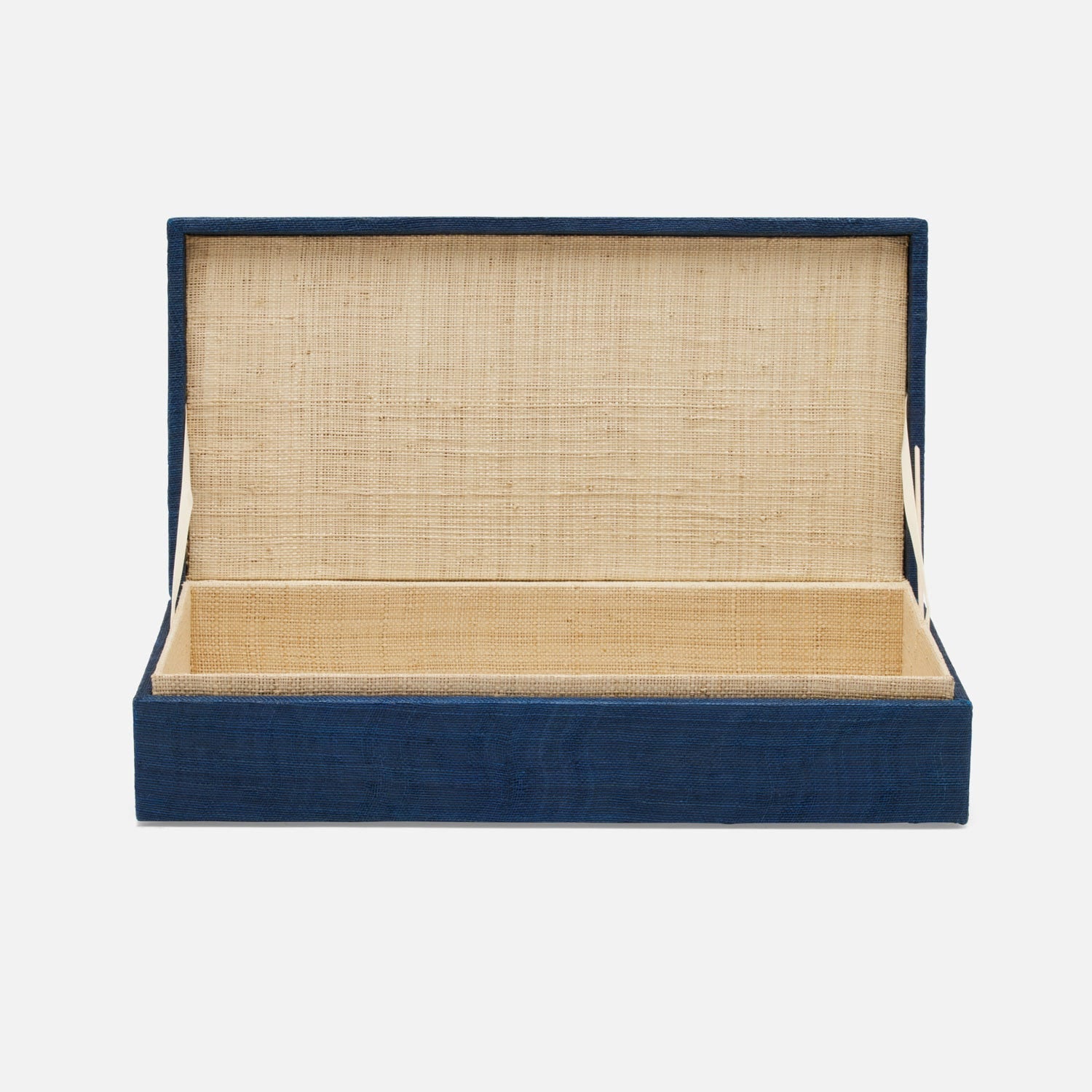 Zamora, Navy, Boxes, Rectangle, Small, Silken Abaca, Pack/2
