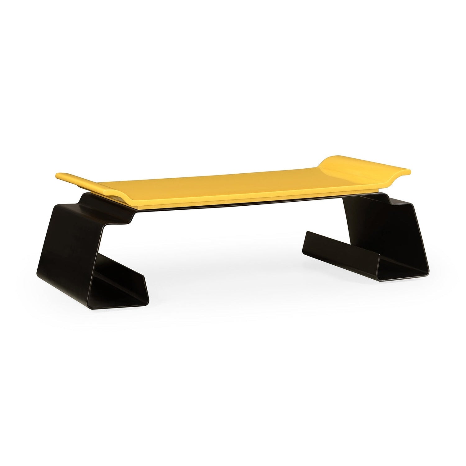 Asian Peking Yellow & Bronzed Iron Coffee Table-Jonathan Charles-JCHARLES-500156-LPY-BAH-Coffee Tables-1-France and Son
