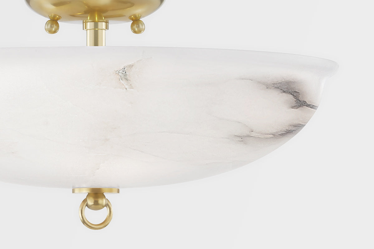 Somerset 3 Light Semi Flush-Hudson Valley-HVL-MDS810-AGB-PendantsAged Brass-3-France and Son