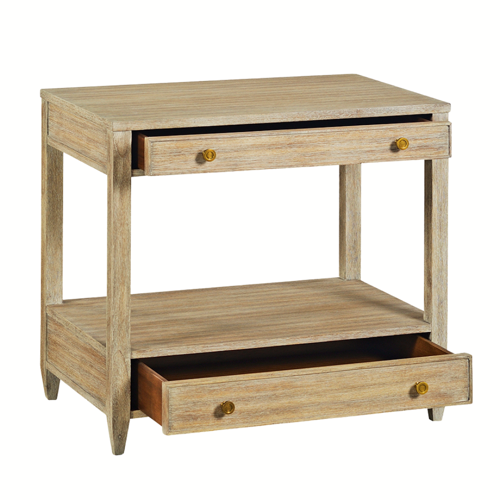 Alternate view of Weston Side Table, featuring matte finish, wood, metal, and upper full-width drawer.
