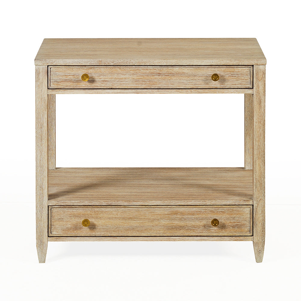 Additional view of Weston Side Table, featuring matte finish, wood, metal, and upper full-width drawer.
