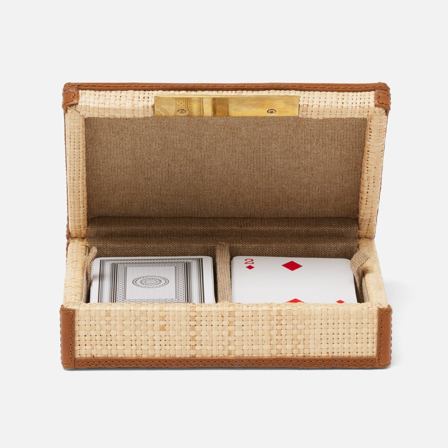 Hanford, Natural/Saddle, Card Box, Raffia/Leather