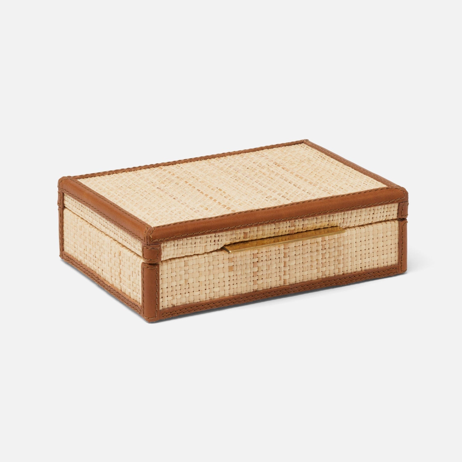 Hanford, Natural/Saddle, Card Box, Raffia/Leather