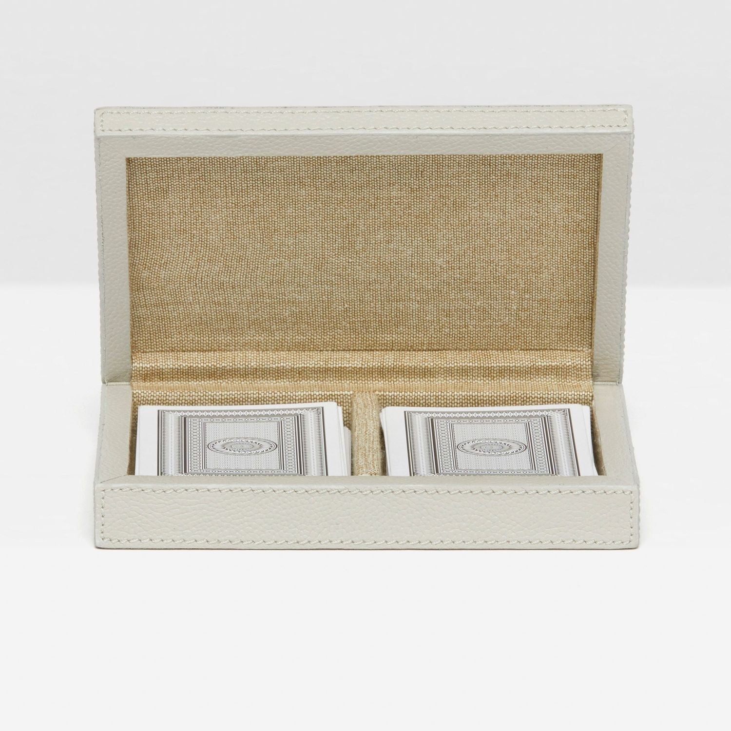 Lecco, Light Gray, Card Box, Full-Grain Leather