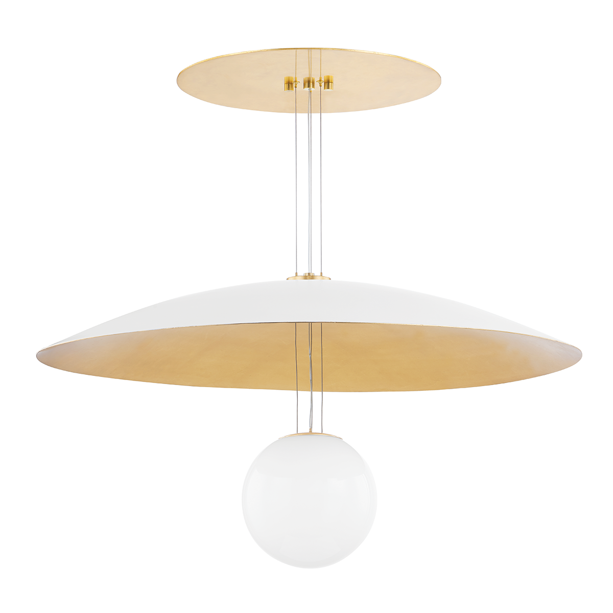 Brim 1 Light Large Pendant Soft White / Gold Leaf-Hudson Valley-HVL-KBS1743701-L-Pendants-1-France and Son