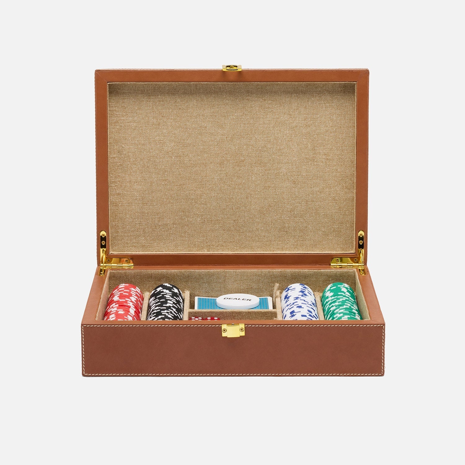 Grantham, Beige/Aged Camel, Poker Game Set, Hair-On-Hide/Full-Grain Leather