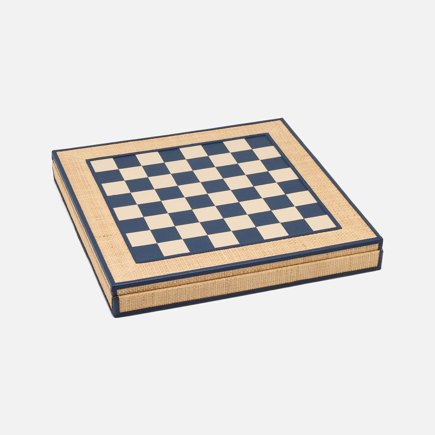 Hanford, Natural/Navy, Chess Game Set, Raffia/Leather