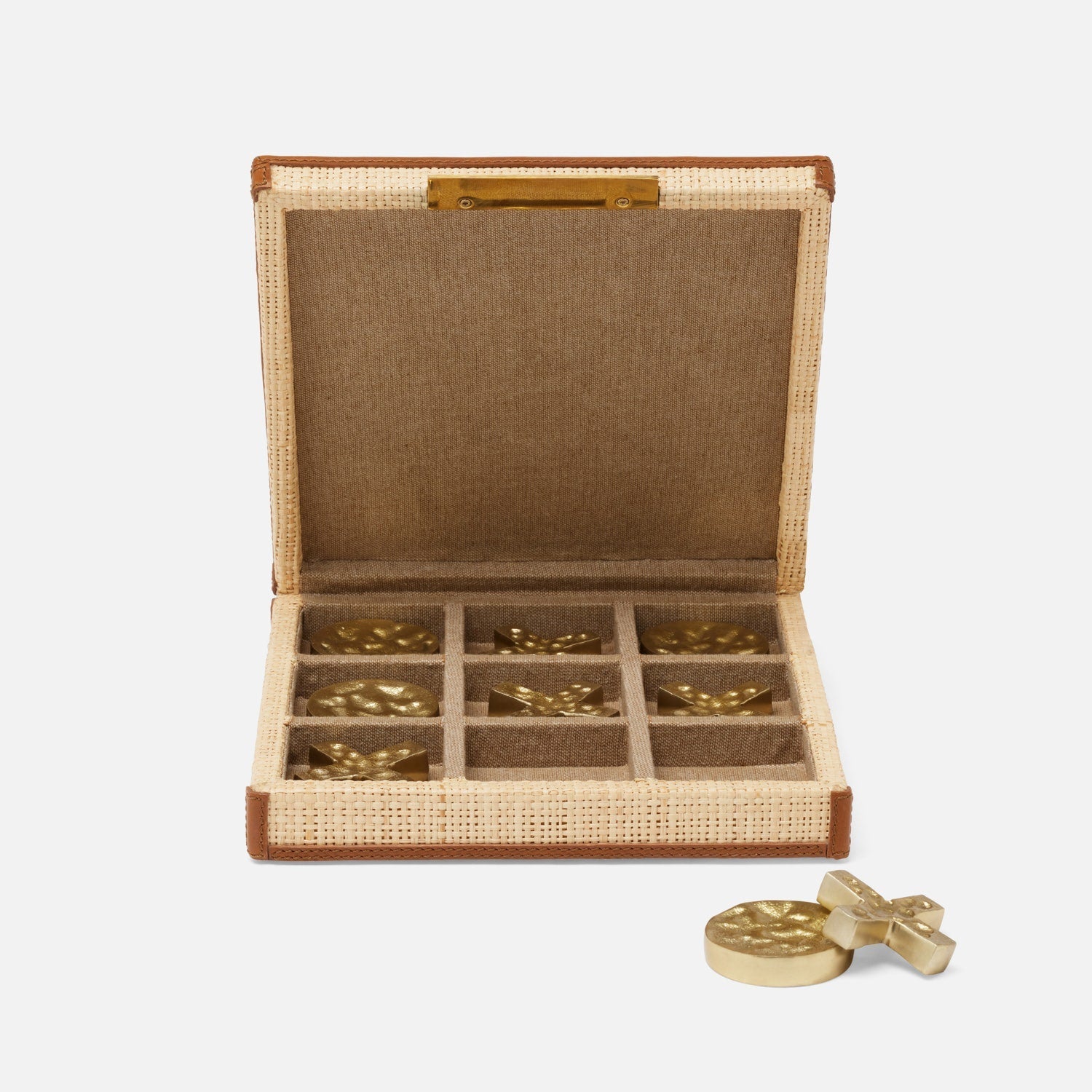 Hanford, Natural/Saddle, Tic Tac Toe, Raffia/Leather