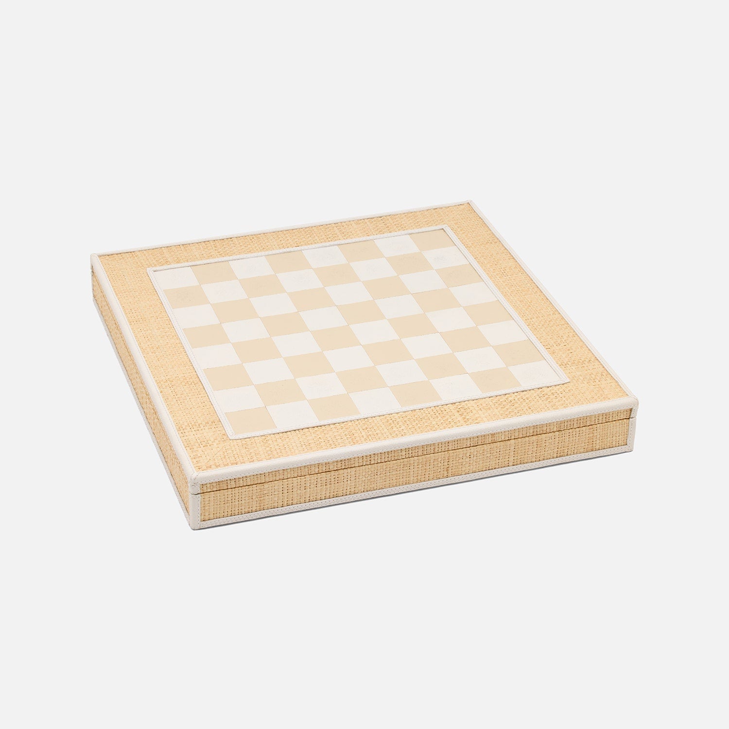 Hanford, Natural/White, Chess Game Set, Raffia/Leather