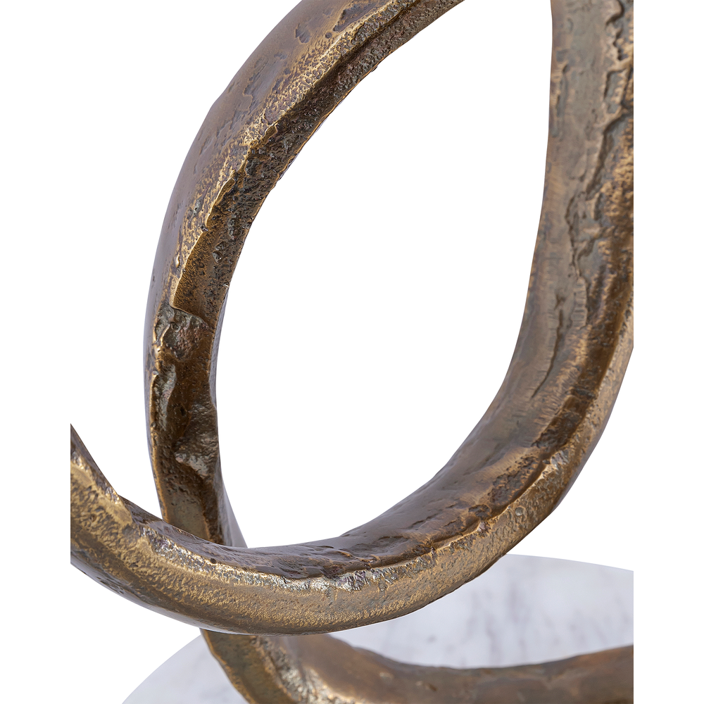 Alternate view of Ruban Accent Table in white and antique brass.