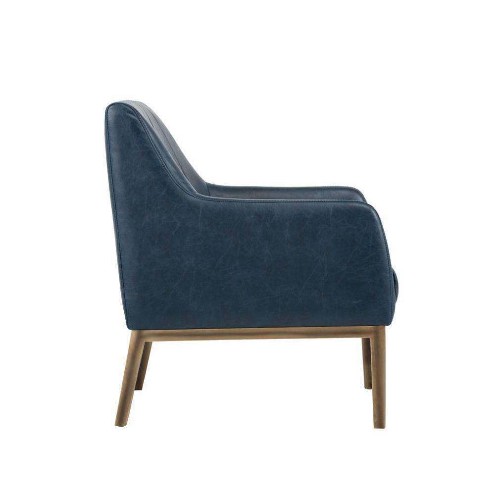 Wolfe Lounge Chair - Rustic Bronze - Vintage Blue-Sunpan-SUNPAN-102580-Lounge Chairs-2-France and Son