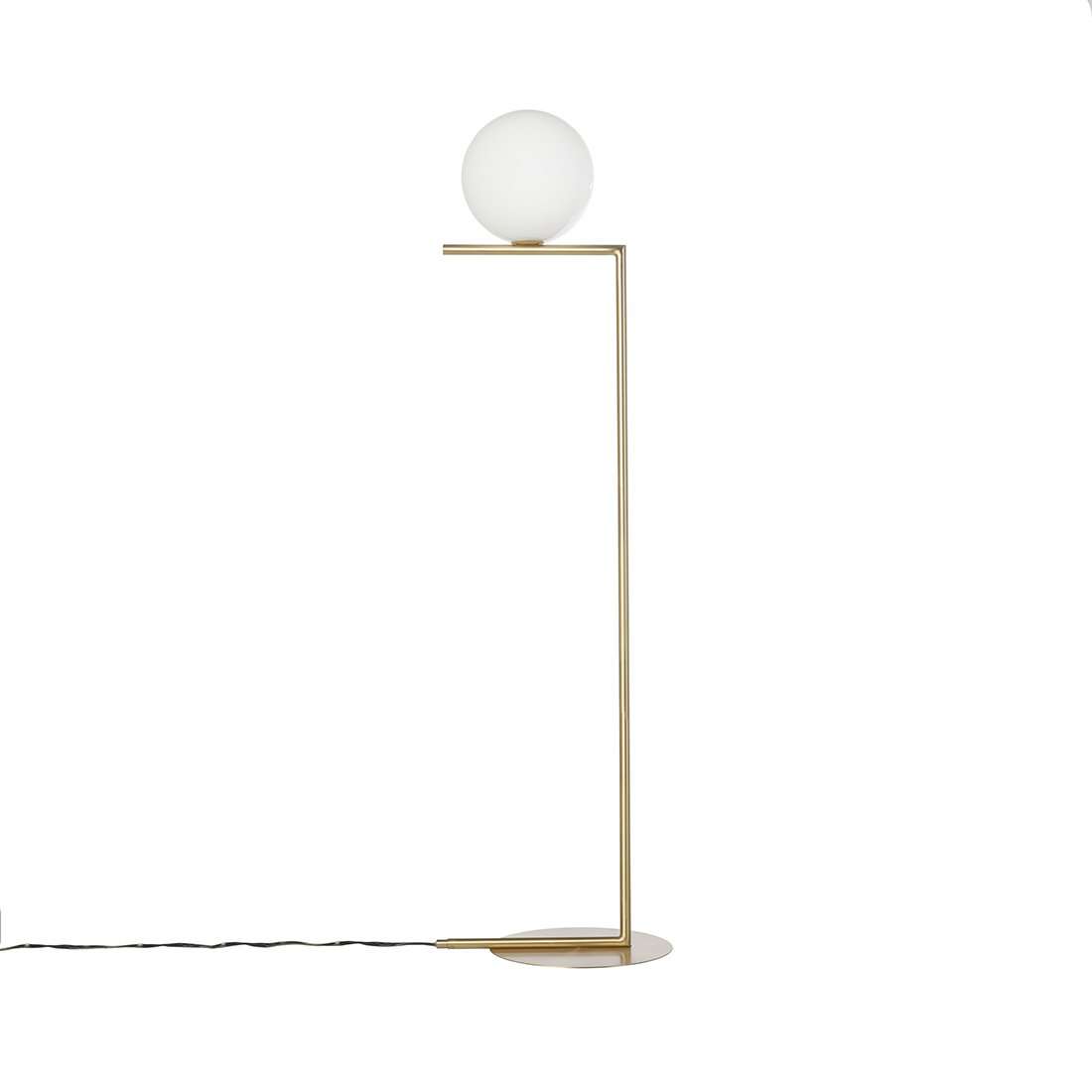 Modern Brass Ball Floor Lamp-France & Son-LM5632FBRSWHT-Floor Lamps-1-France and Son