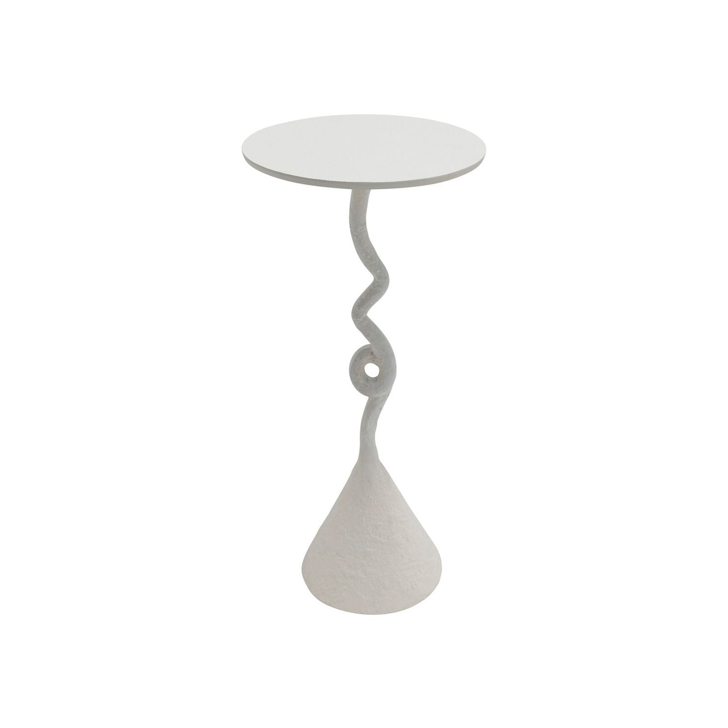 Alternate view of Cauda White Drinks Table, featuring matte finish, composite, resin, and a compact round top.