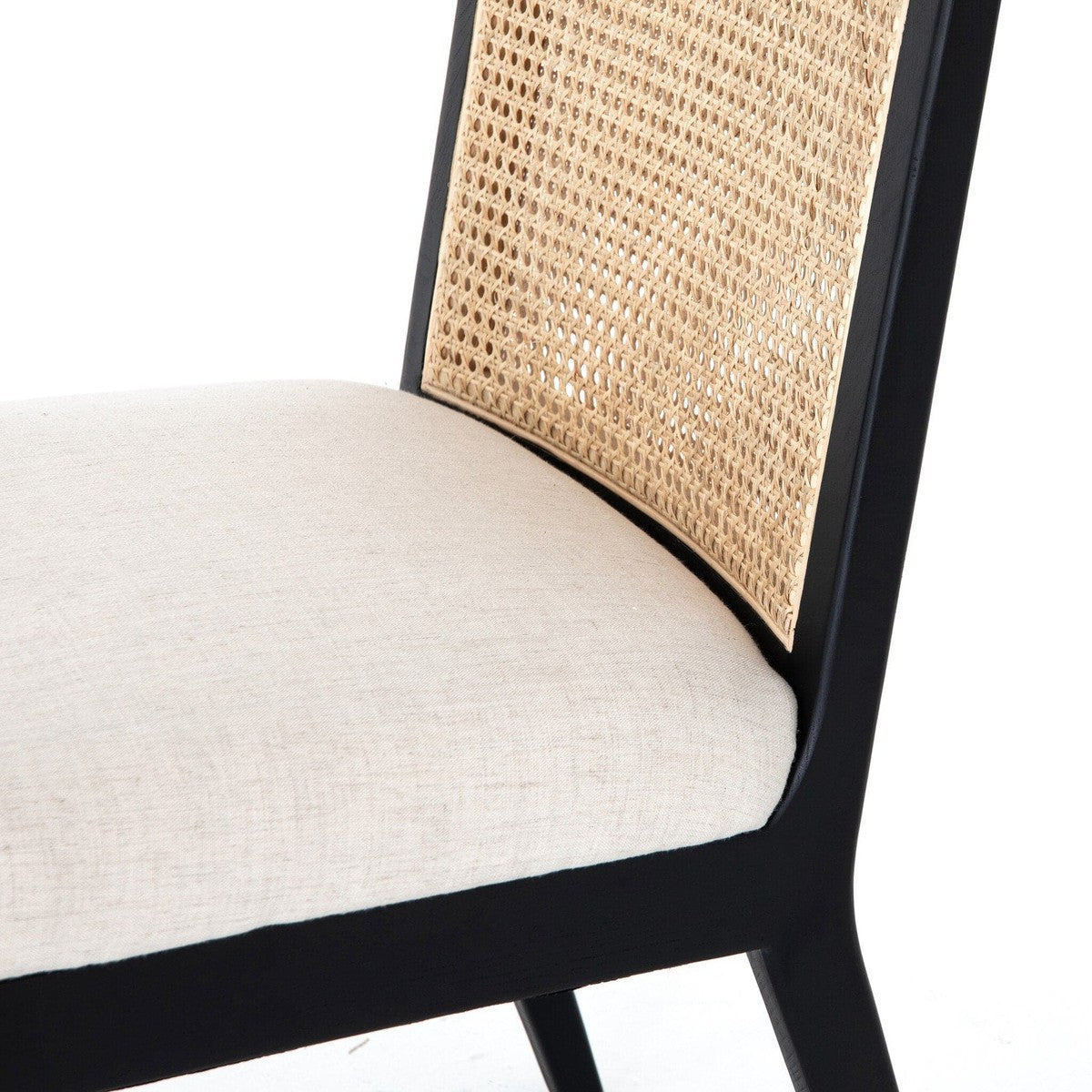 Antonia Cane Armless Dining Chair - Ebony / Savile Flax