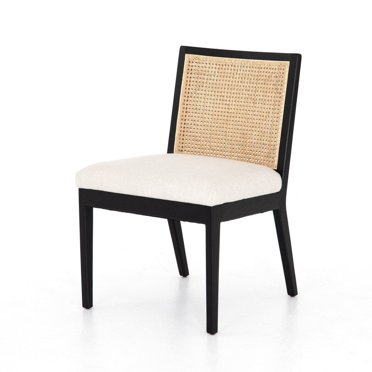 Antonia Cane Armless Dining Chair - Ebony / Savile Flax